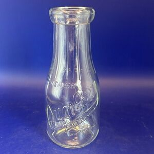Vintage Weaver Quality Blue Ribbon Products Glass Milk Bottle